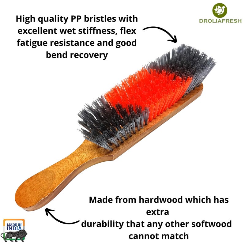 DroliaFresh DroliaFresh Premium Bed Sofa Cleaning Brush Long Wooden Handle with Soft Bristles Ideal Dust Dirt Cleaner for Carpet Car Windows Mattress Curtains Pack of 1  - Image 2