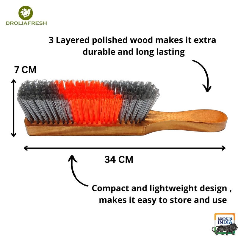 DroliaFresh DroliaFresh Premium Bed Sofa Cleaning Brush Long Wooden Handle with Soft Bristles Ideal Dust Dirt Cleaner for Carpet Car Windows Mattress Curtains Pack of 1  - Image 3