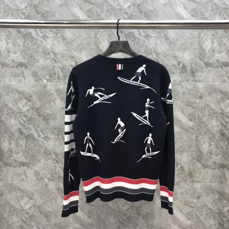 Tb Knitted Crewneck Surfing Jacquard Knitted Sweater Men'S And Women'S Casual All-Match Sweater T-Shirt - Image 5