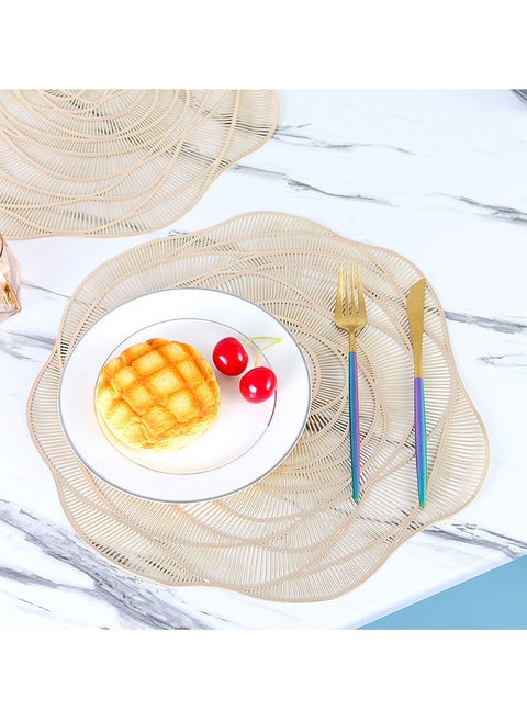 9Pcs Pressed PVC Cutout Flower Placemats Table Mats Coasters for Decorating Holiday Wedding Dinner Gold