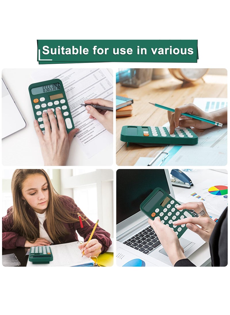Y&D - 12 Digit Standard Calculator Office Desk with Large LCD Display for School Home and Business Use Automatic Sleep Hold one Hand Battery Solar Powered Green - Image 1