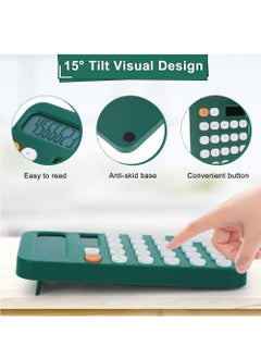 Y&D 12 Digit Standard Calculator Office Desk with Large LCD Display for School Home and Business Use Automatic Sleep Hold one Hand Battery Solar Powered Green  - Image 3