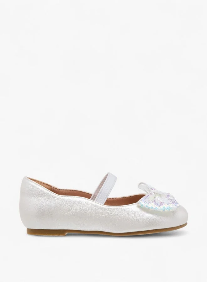 JUNIORS Bow Accent Ballerina Shoes with Elastic Closure