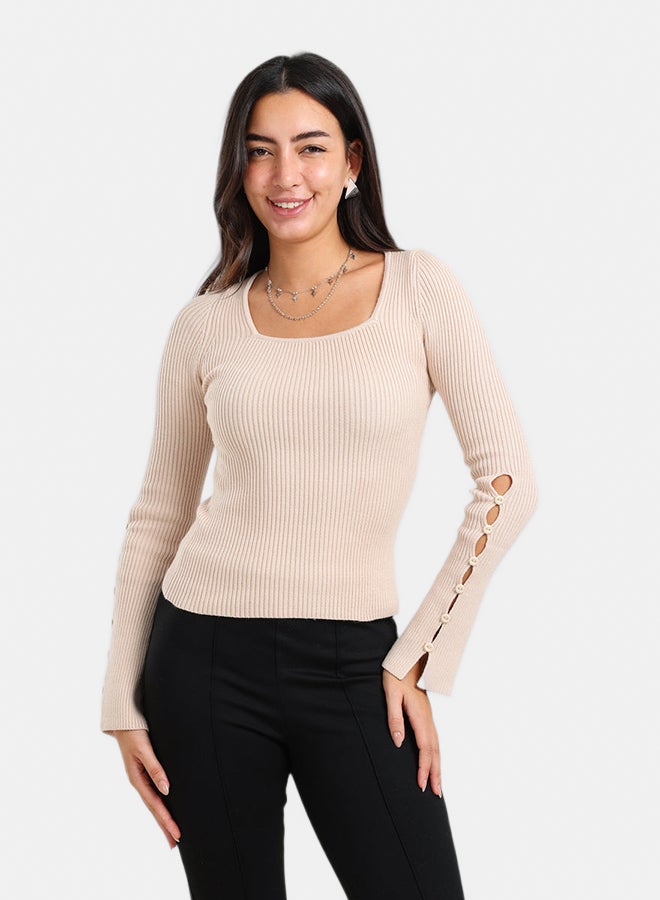 Carina Square-Neck Ribbed Pullover - Image 1