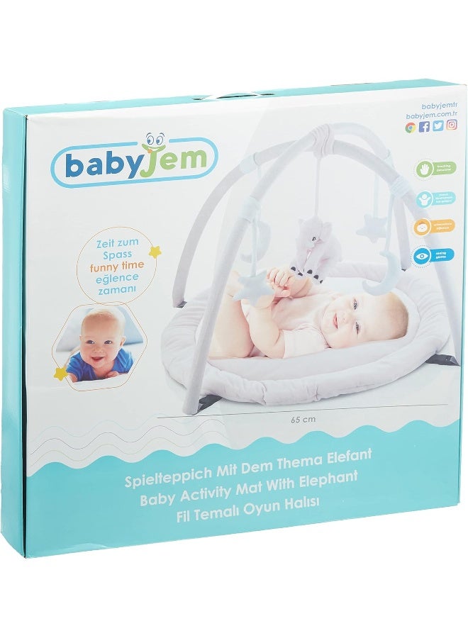 BabyJem Velvet Playing Mat With Elephant Theme (Blue)  - Image 1