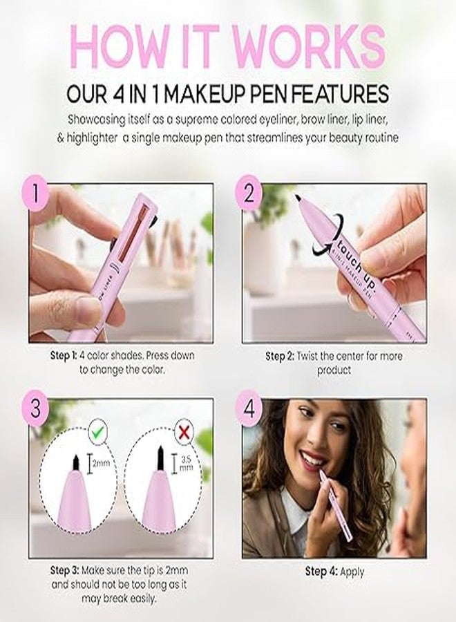DNESHY 4 in 1 makeup pen, eyebrow contour pen multi-functional high-pigment ultimate waterproof easy-to-apply makeup pens 4 in 1(eye liner, brow liner, lip liner, highlighter) perfect for girls - Image 3