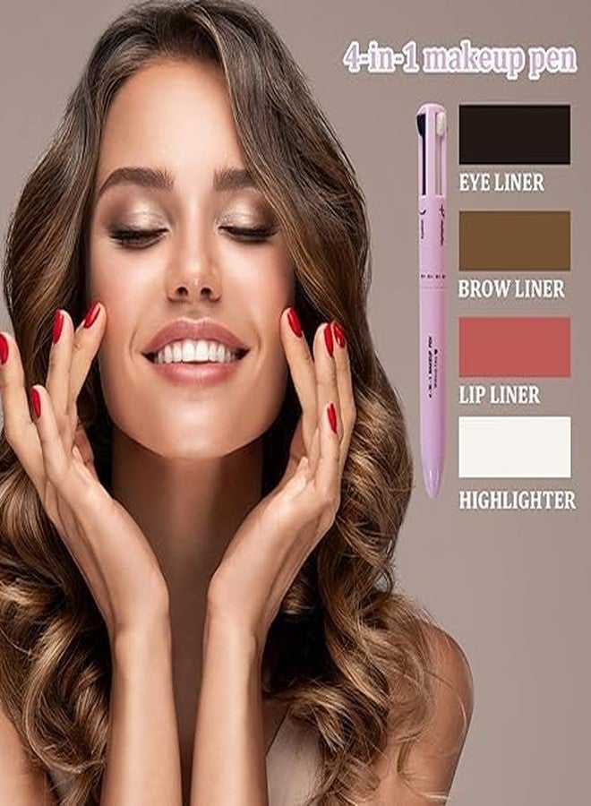 DNESHY 4 in 1 makeup pen, eyebrow contour pen multi-functional high-pigment ultimate waterproof easy-to-apply makeup pens 4 in 1(eye liner, brow liner, lip liner, highlighter) perfect for girls - Image 2