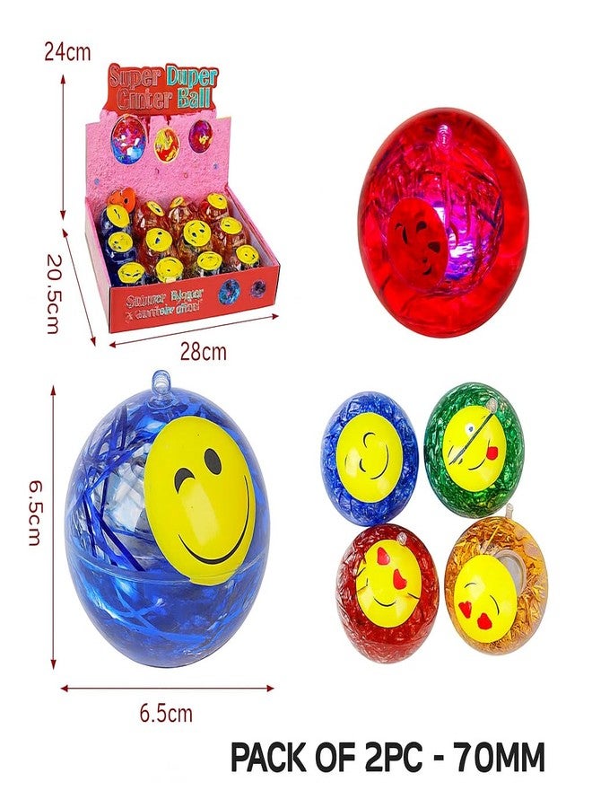 INDIAN FUN ZONE Pack of 2 Butterfly Glitter Bouncy Ball for Kids | Transparent Rubber Bounce Ball with Floating Designs | High Bounce Toy for Boys & Girls | Colour & Inside Item May Vary - Image 2