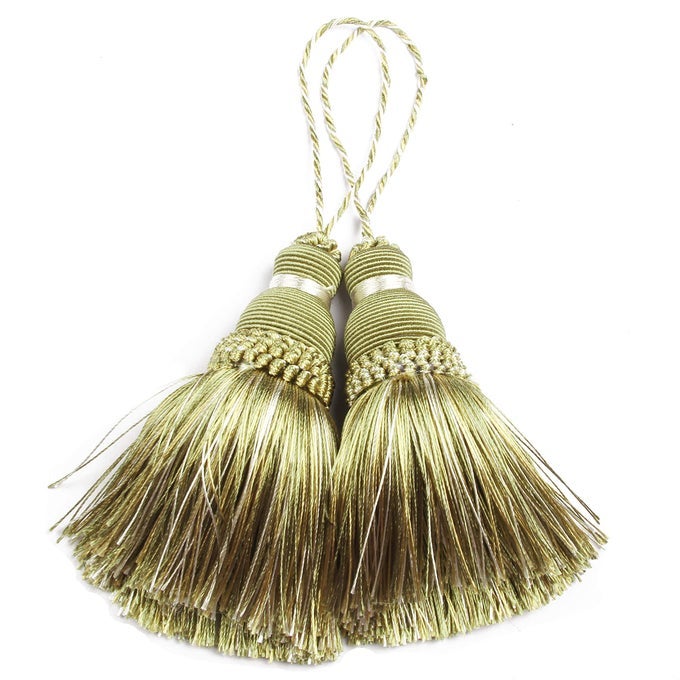 MIX GREEN TASSELS KEY TASSEL WITH LOOPS HANDMADE CRAFT CHARMS DIY ACCESSORIES ELEGANT SOFT MAKING CURTAIN HOME DECORATION MIX GREEN 2 PCS