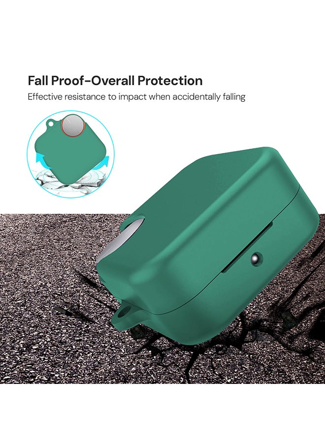 O Ozone Silicone Case For CMF By Nothing Buds Pro 2, Shockproof and Scratch-Resistant Full-Body Protection Cover with Anti-Lost Keychain- Dark green  - Image 3
