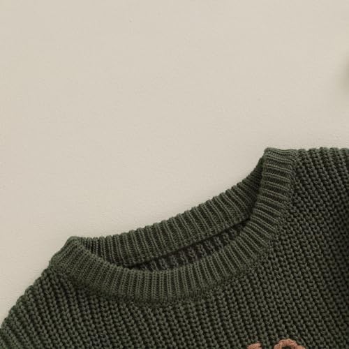 Dcohmch Big Brother Little Brother Matching Outfits Letter Embroidery Knit Sweater Shirt Baby Boy Winter Warm Clothes (Army Green Big Bro, 2-3 Years) - Image 5