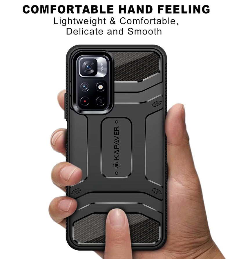 KAPAVER Back Cover for Xiaomi Poco M4 Pro 5G / Redmi Note 11T 5G (TPU, Plastic | Black | Solid) - Image 5