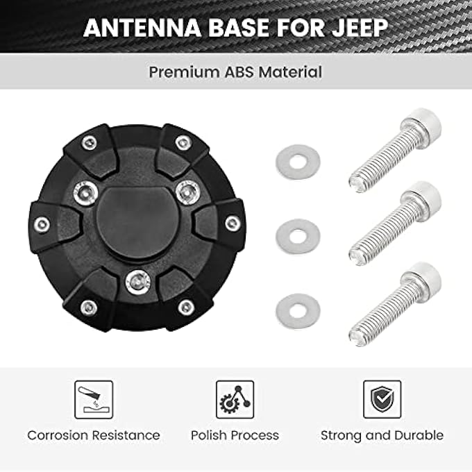 Khazna Antenna Base Cover For Jeep 20072022 Wrangler Jk Jku Jl Jlu For Gladiator Jt  Steel Abs Antenna Mount Car Aerial Bottom Cover Trim - Image 4