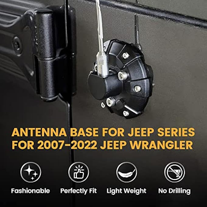 Khazna Antenna Base Cover For Jeep 20072022 Wrangler Jk Jku Jl Jlu For Gladiator Jt  Steel Abs Antenna Mount Car Aerial Bottom Cover Trim - Image 2