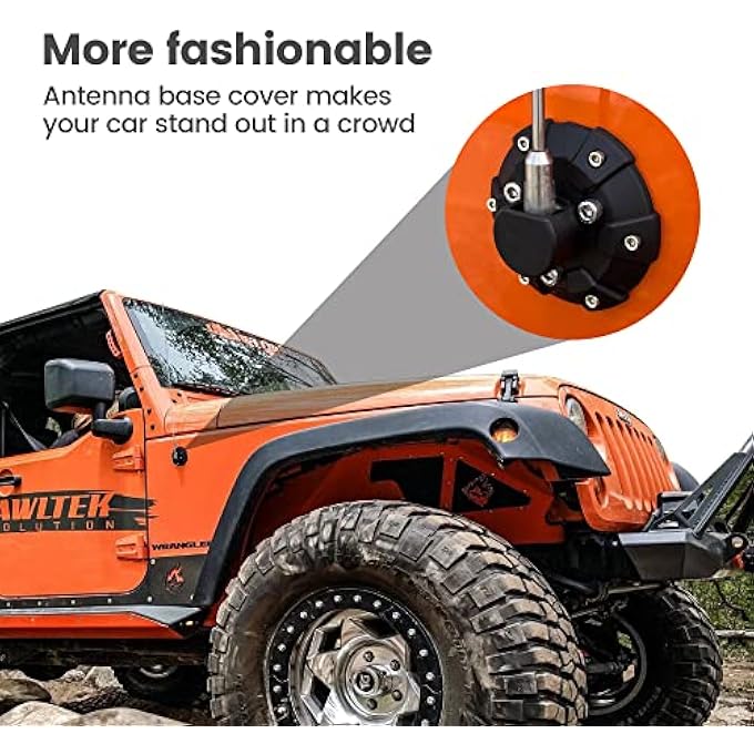 Khazna Antenna Base Cover For Jeep 20072022 Wrangler Jk Jku Jl Jlu For Gladiator Jt  Steel Abs Antenna Mount Car Aerial Bottom Cover Trim - Image 3