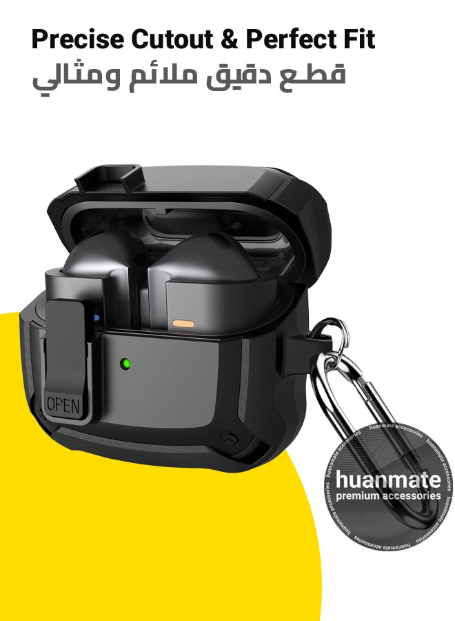 huanmate Samsung Galaxy Buds 3 Shockproof Protection Case Cover - Black - Lightweight, Stylish Design, Accurate Cut-outs - Easy to Install & Remove - Durable Shield for Your Samsung Galaxy Buds 3  - Image 2