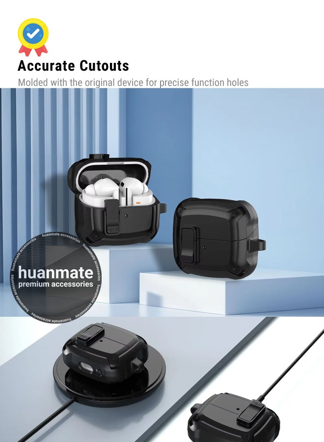 huanmate Samsung Galaxy Buds 3 Shockproof Protection Case Cover - Black - Lightweight, Stylish Design, Accurate Cut-outs - Easy to Install & Remove - Durable Shield for Your Samsung Galaxy Buds 3  - Image 5