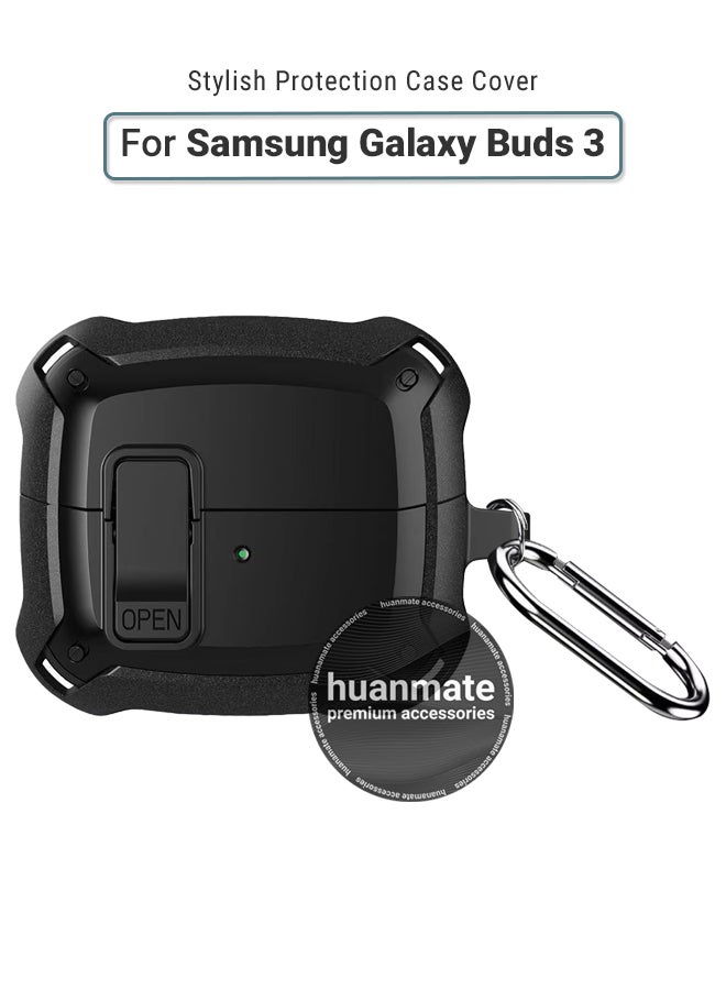 huanmate Samsung Galaxy Buds 3 Shockproof Protection Case Cover - Black - Lightweight, Stylish Design, Accurate Cut-outs - Easy to Install & Remove - Durable Shield for Your Samsung Galaxy Buds 3  - Image 1