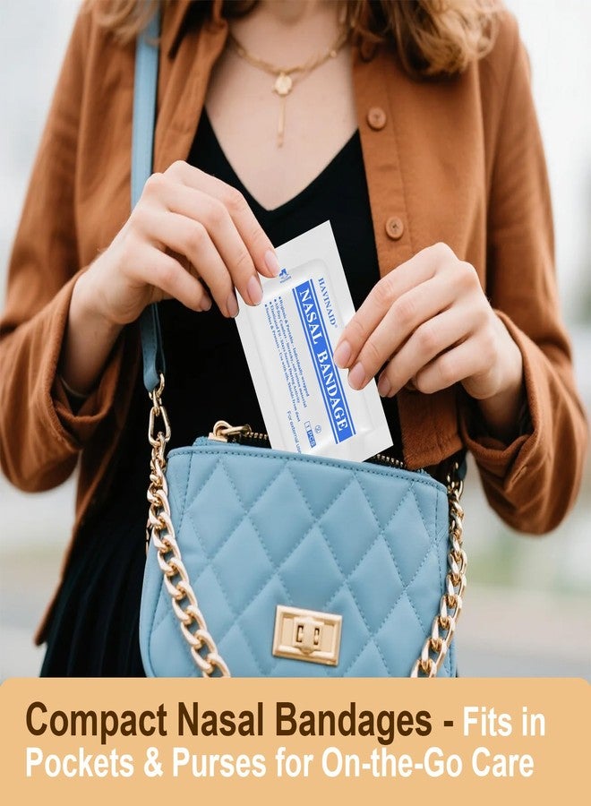 HAVINAID ضمادة أنف مرنة، حامل ضمادة أنف، مغلفة بشكل فردي للتعافي بعد جراحة تجميل الأنف وتقويم الحاجز الأنفي، غطاء أنف خارجي قابل للتنفس مع امتصاص عالٍ (10 قطع، أبيض) - Image 5