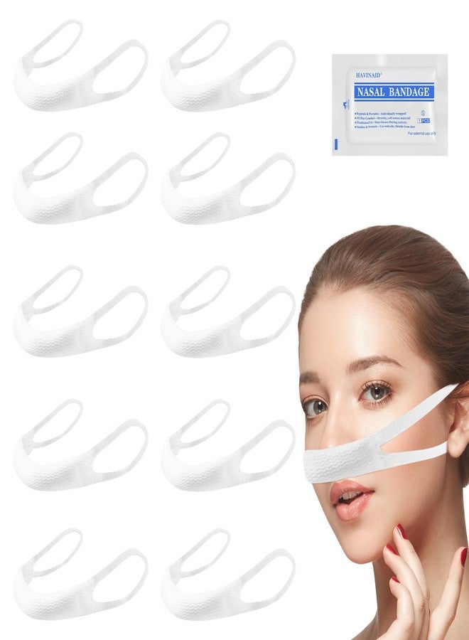 HAVINAID ضمادة أنف مرنة، حامل ضمادة أنف، مغلفة بشكل فردي للتعافي بعد جراحة تجميل الأنف وتقويم الحاجز الأنفي، غطاء أنف خارجي قابل للتنفس مع امتصاص عالٍ (10 قطع، أبيض) - Image 1