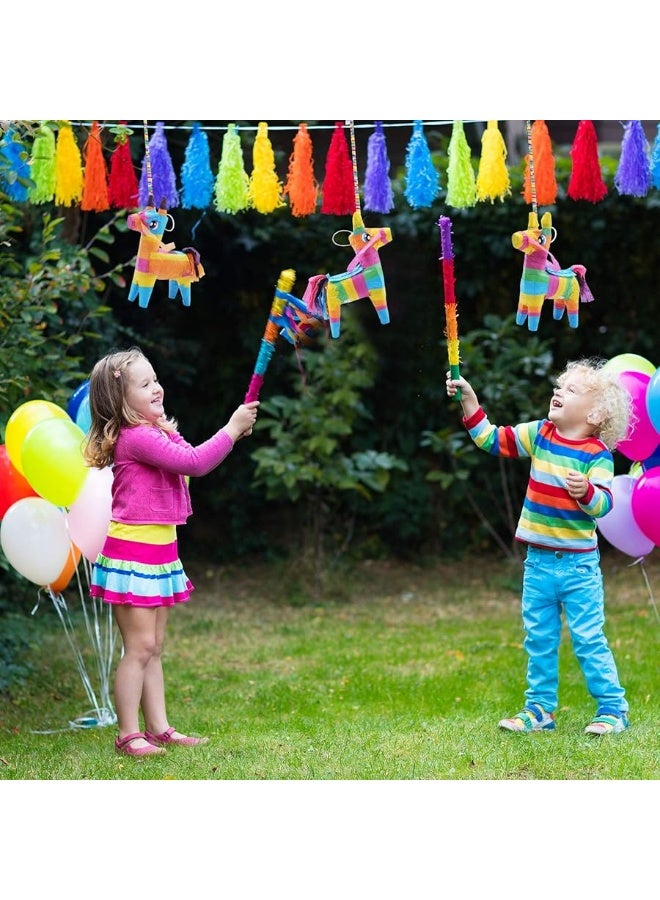 JOYIN 3 pcs Mini Donkey Pinatas 4"x7" inches Cinco De Mayo Rainbow Color for Fun Fiesta Taco Party Supplies, Luau Event Photo Props, Mexican Theme Decoration, Carnivals Festivals, Taco Tuesday Event. - Image 2