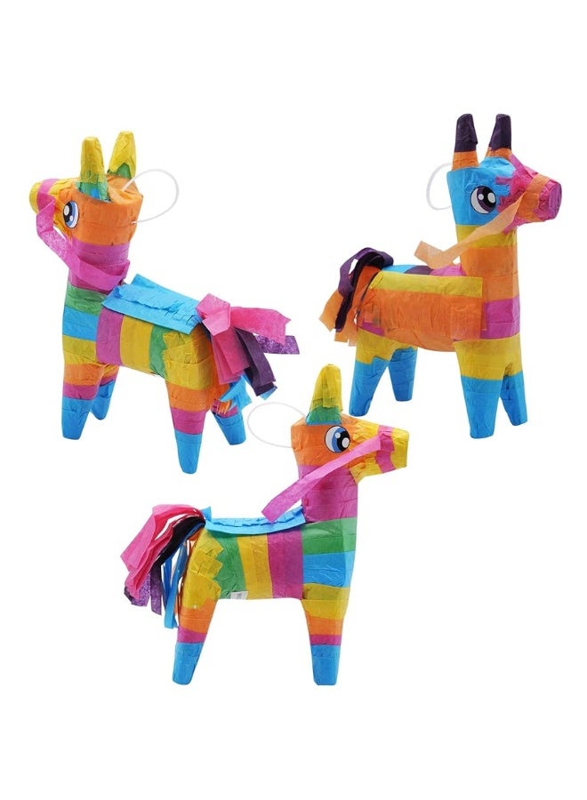JOYIN 3 pcs Mini Donkey Pinatas 4"x7" inches Cinco De Mayo Rainbow Color for Fun Fiesta Taco Party Supplies, Luau Event Photo Props, Mexican Theme Decoration, Carnivals Festivals, Taco Tuesday Event. - Image 5