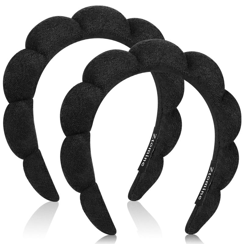 Ztomine Spa Headbands for Washing Face or Facial, Set of 2 Skincare, Terry Cloth Headband Combo Pack - Puffy Makeup Headbands for Face Washing, Mask, Skin Treatment - Image 1