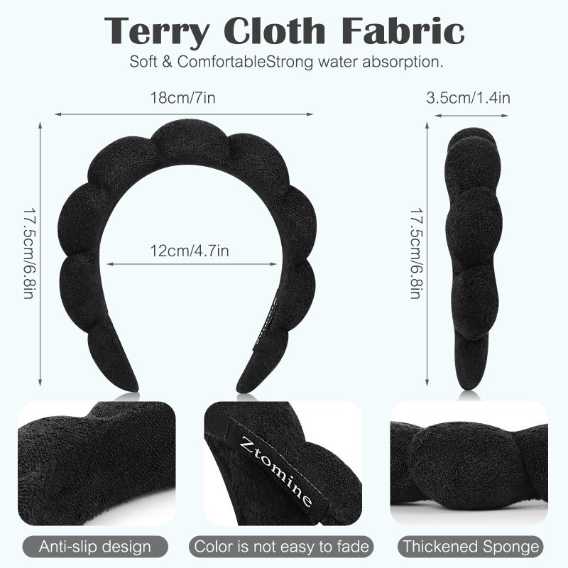 Ztomine Spa Headbands for Washing Face or Facial, Set of 2 Skincare, Terry Cloth Headband Combo Pack - Puffy Makeup Headbands for Face Washing, Mask, Skin Treatment - Image 3