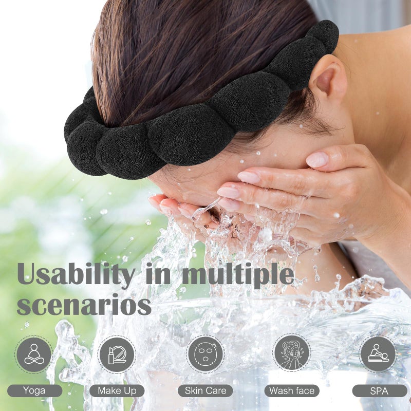 Ztomine Spa Headbands for Washing Face or Facial, Set of 2 Skincare, Terry Cloth Headband Combo Pack - Puffy Makeup Headbands for Face Washing, Mask, Skin Treatment - Image 2