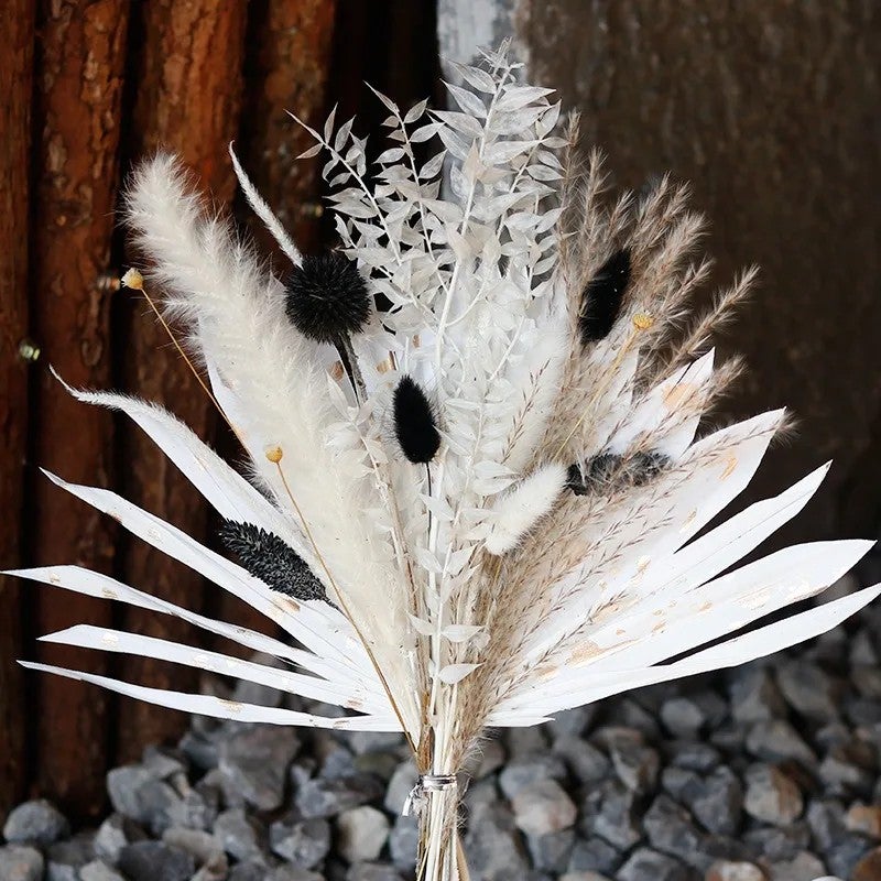 Bluejw Natural Dried Flowers Bouquet Set for Wedding Cake Decor - Mixed Pampas Grass Floral Arrangement for Christmas, Valentine's Day, & Bridal Showers - Image 1