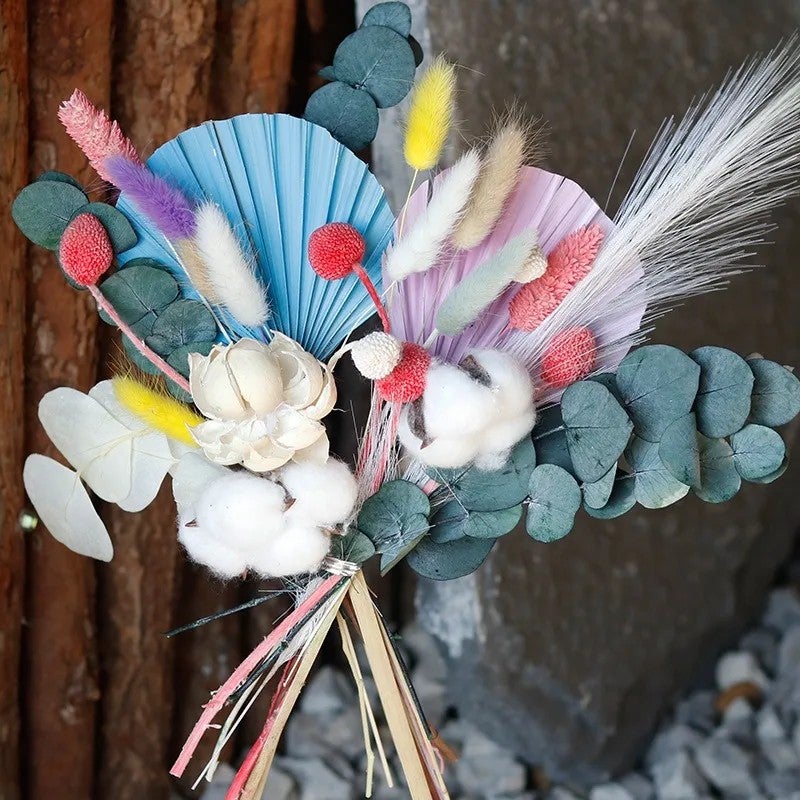 Bluejw Natural Dried Flowers Bouquet Set for Wedding Cake Decor - Mixed Pampas Grass Floral Arrangement for Christmas, Valentine's Day, & Bridal Showers - Image 4