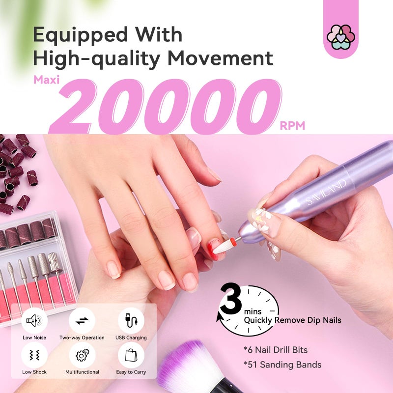 SAVILAND Dip Powder Nail Kit with Drill - 20 Colors Summer Neon Dip Nails Powder Starter Kit with Everything Dip Liquid Dipping System Base Top Coat Activator Manicure Art Salon DIY Christmas Gift - Image 5