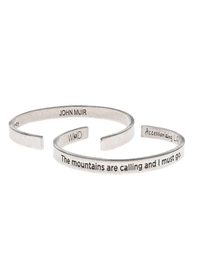 Whitney Howard Designs The Mountains Are Calling and I Must Go -John Muir Collection - Pewter Cuff Bracelet for Men or Women by Whitney Howard Designs Made in USA - Image 1