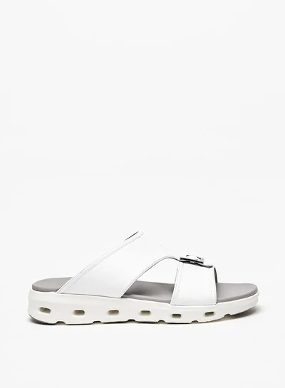 لو كونفورت Men's Textured Slip-On Arabic Sandals with Buckle Detail