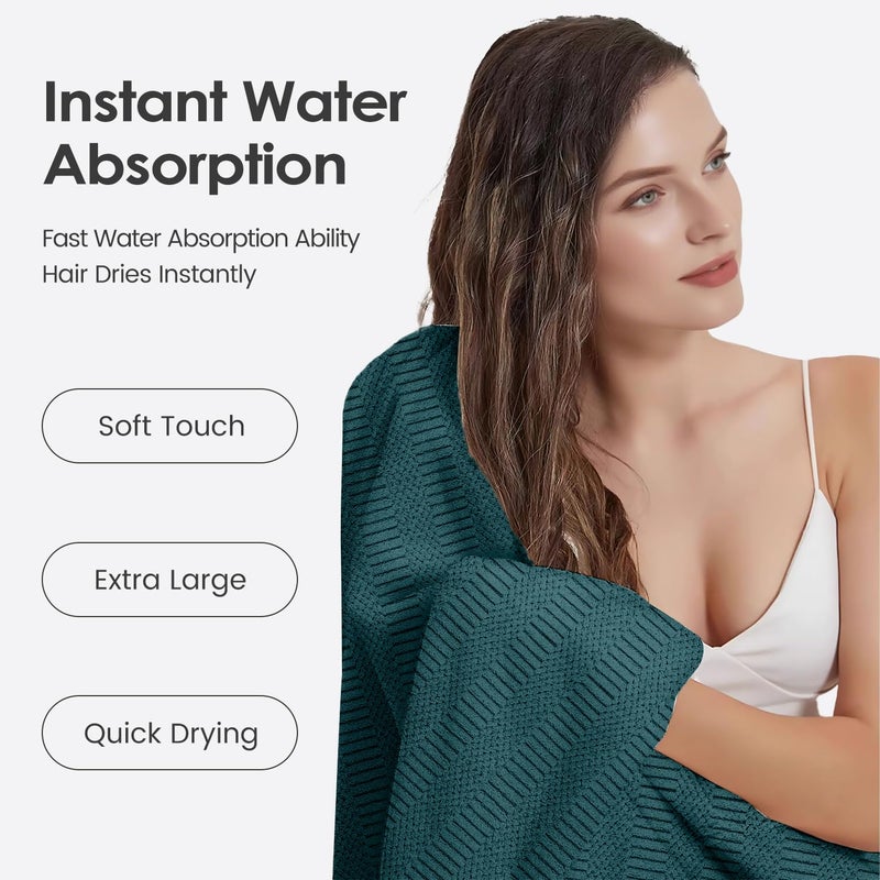 JML Microfier Bath Towels Set of 2, Large Microfier Body Towel for Adult, 30" x 60", Oversized, Soft, Super Absorbent, Fast Drying, Use for Sauna,Gym,Sport, Fitness, Yoga, Diamond Cross Grid Teal - Image 5