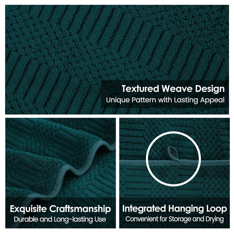 JML Microfier Bath Towels Set of 2, Large Microfier Body Towel for Adult, 30" x 60", Oversized, Soft, Super Absorbent, Fast Drying, Use for Sauna,Gym,Sport, Fitness, Yoga, Diamond Cross Grid Teal - Image 3