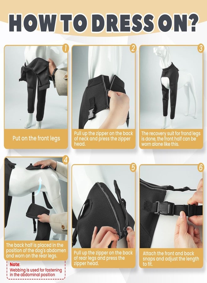 ROZKITCH Dog Surgery Recovery Suit to Prevent Licking, Elbow and Knee Protection for Four Legs, Prevents Pet Wounds from Biting, Dog Cone Collar Alternative, Waterproof Abrasion Resistant Black M - Image 5