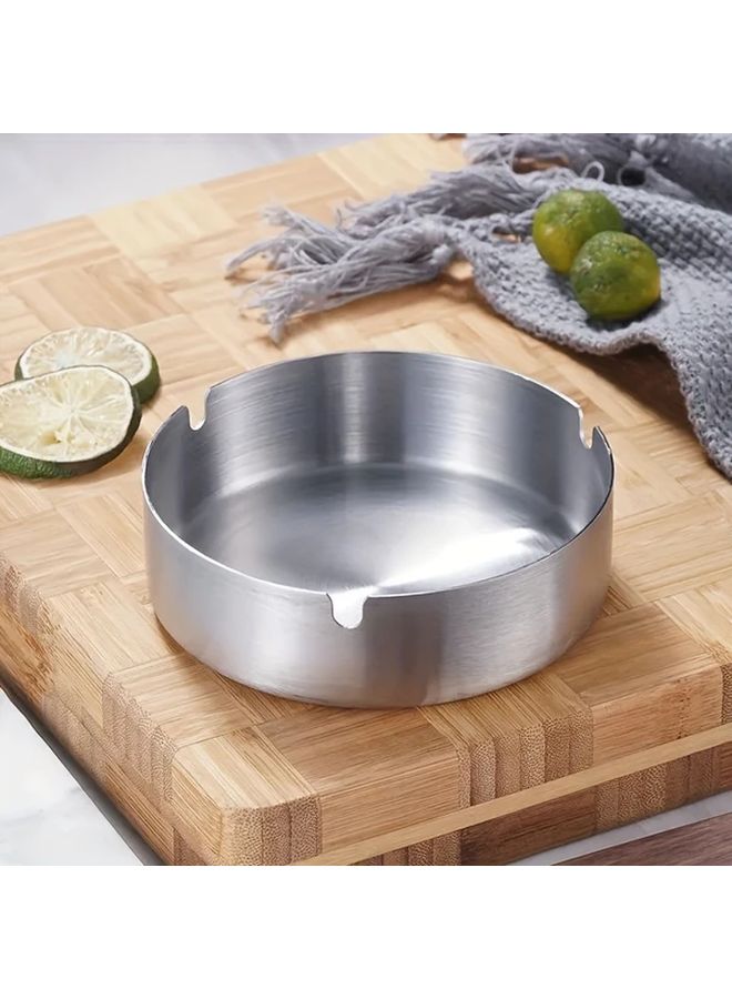 Portable Stainless Steel Ashtray Round Modern Desktop Travel Smoking Accessory 1pc - Image 5