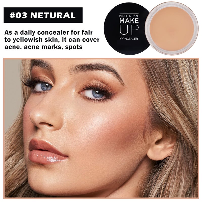 QIUFSSE Under Eye Concealer for Dark Circles Color Corrector Pro Full Coverage Concealer de oieras Long-lasting Cover up Makeup -03 Netural - Image 2