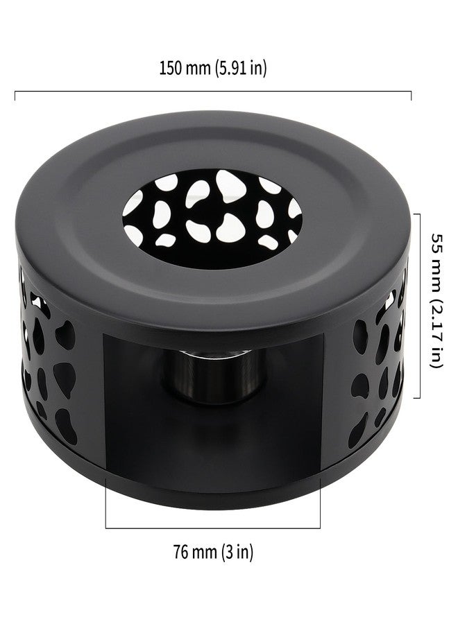 HOIGON 3 PCS Teapot Warmer, Stainless Steel Brushed Tea Pot Warmer Base with Tealight Candle Holder, Black - Image 2