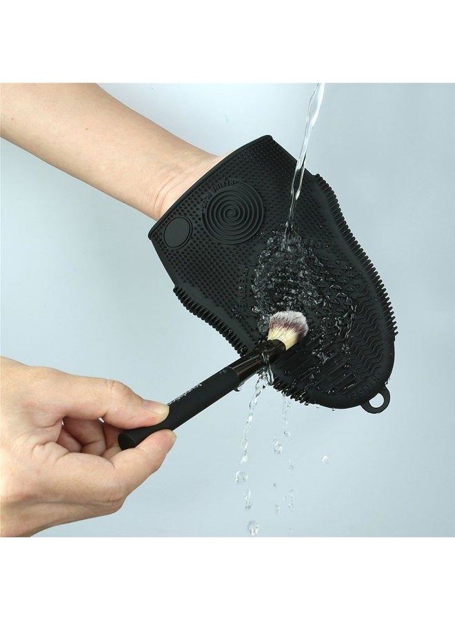ScivoKaval Makeup Brush Cleaner Mat Mitt Glove Silicone Cosmetic Cleaning Scrubber Tool for Face Brushes and Eye Brush Washing Pad Black - Image 5