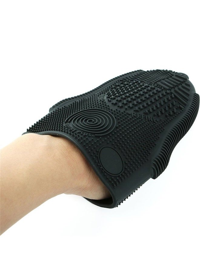 ScivoKaval Makeup Brush Cleaner Mat Mitt Glove Silicone Cosmetic Cleaning Scrubber Tool for Face Brushes and Eye Brush Washing Pad Black - Image 3