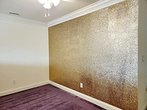 DHHOUSE Self Adhesive Champagne Gold Chunky Glitter Wallpaper, Sparkle Glitter Wallpaper for Wall (17.4in x 16.4ft, Champagne Gold) - Image 5