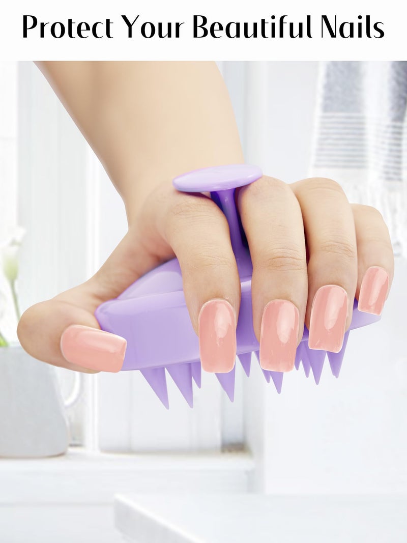 HEETA Shampoo Scalp Brush Massager Hair Growth, Scalp Scrubber with Soft Silicone Bristles for Dandruff Removal, Hair Brush Exfoliator, Light Purple - Image 4