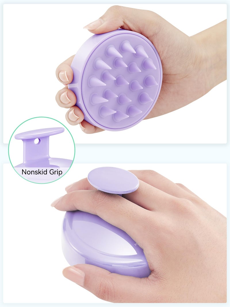 HEETA Shampoo Scalp Brush Massager Hair Growth, Scalp Scrubber with Soft Silicone Bristles for Dandruff Removal, Hair Brush Exfoliator, Light Purple - Image 2