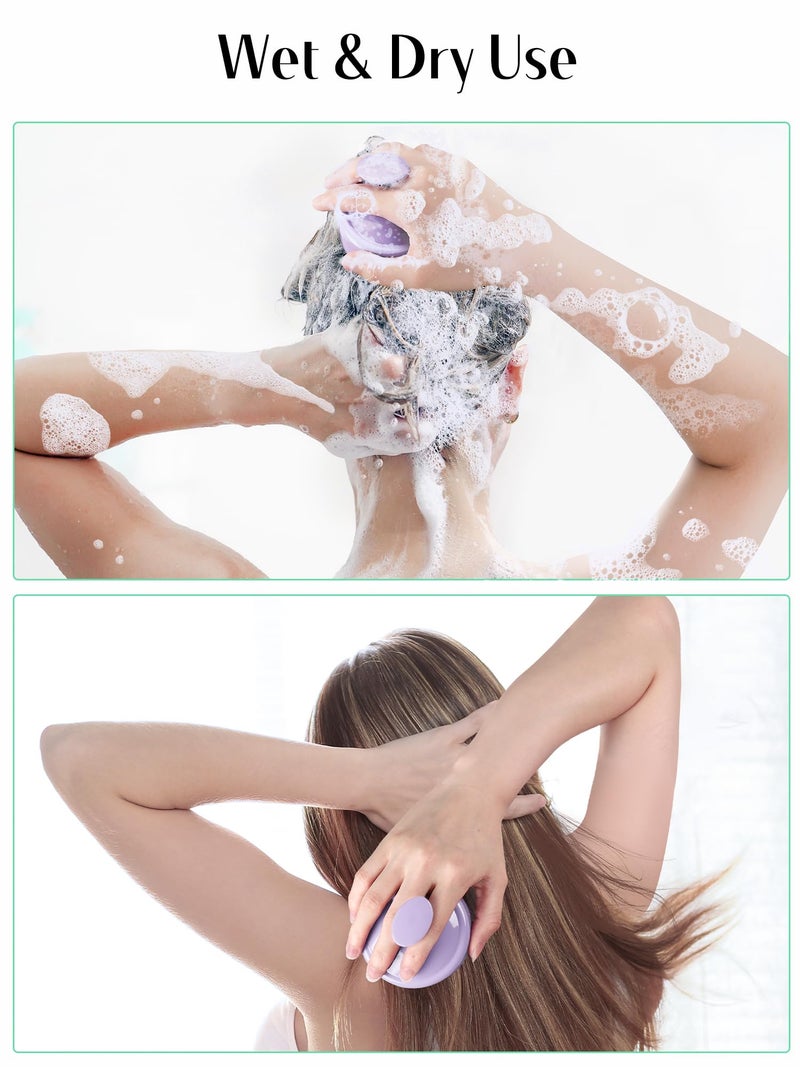 HEETA Shampoo Scalp Brush Massager Hair Growth, Scalp Scrubber with Soft Silicone Bristles for Dandruff Removal, Hair Brush Exfoliator, Light Purple - Image 5