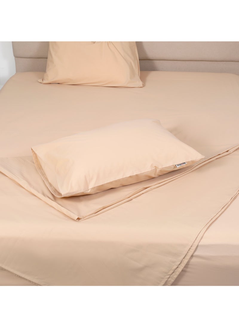 BedNHome Fitted Bed Sheet Set, 100% Egyptian Cotton, 250Tc,  Tan ,2Pillowcases. 160X200Cm  - Image 4