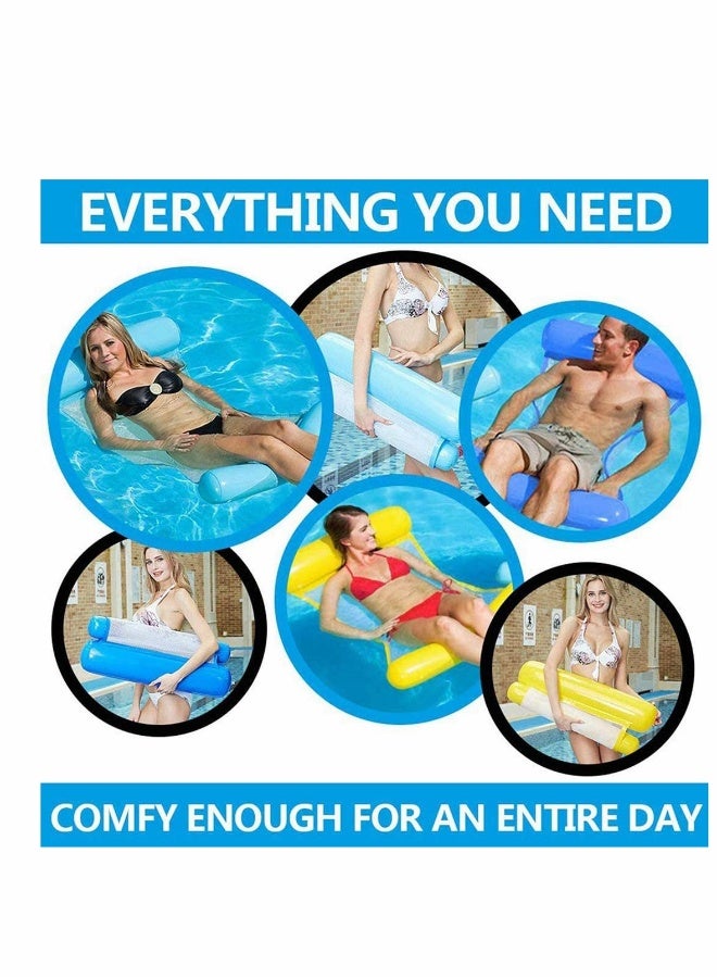Generic Inflatable Water Hammock, Water Hammock Pool Lounger, 4-in-1 Multi-Purpose Floating Bed Lounge Chair Drifter Saddle Swimming Pool Beach Float Portable Pool Float for Adults Kids, blue  - Image 2