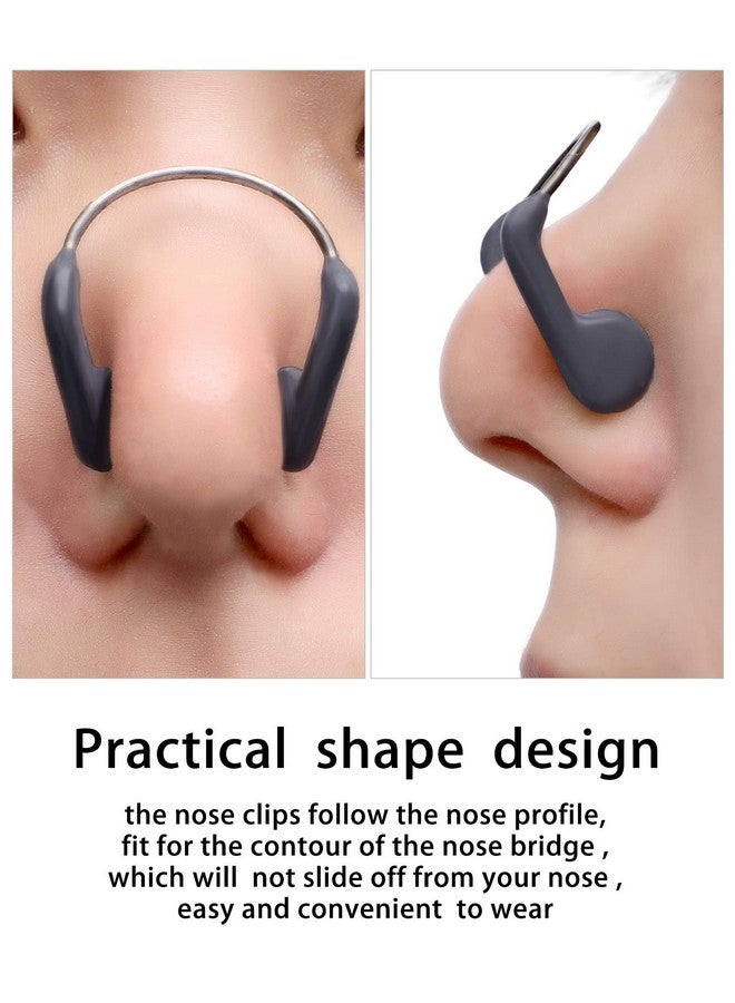 Nose Clip Swimming Training Protector Nose Clips For Adults Kids Swimming Beginners 2 Sizes (Grey 6 Pieces)