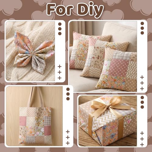 Exclaith 84 Pcs 5 inch Vintage Rose Quilting Fabric Square Bundle, Precuts Charm Packs for Quilting, Khaki Printed Patchwork Material Supplies Retro Floral Print for Sewing, Patchwork, and DIY Crafts - Image 5